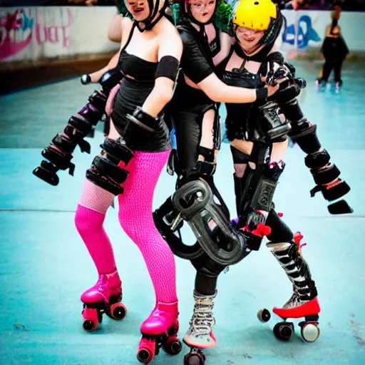 Image similar to roller derby riot grrl robots