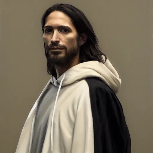 prompthunt: a full body portrait of modern day jesus wearing cream