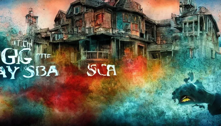 Image similar to Big budget color horror movie, city under the sea