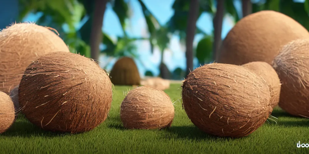 Prompt: ko ko nut, coconut, coconut, cartoon, cartoon, ultra realistic, unreal engine 5, depth of field, bokeh, octane render, 8 k hd,