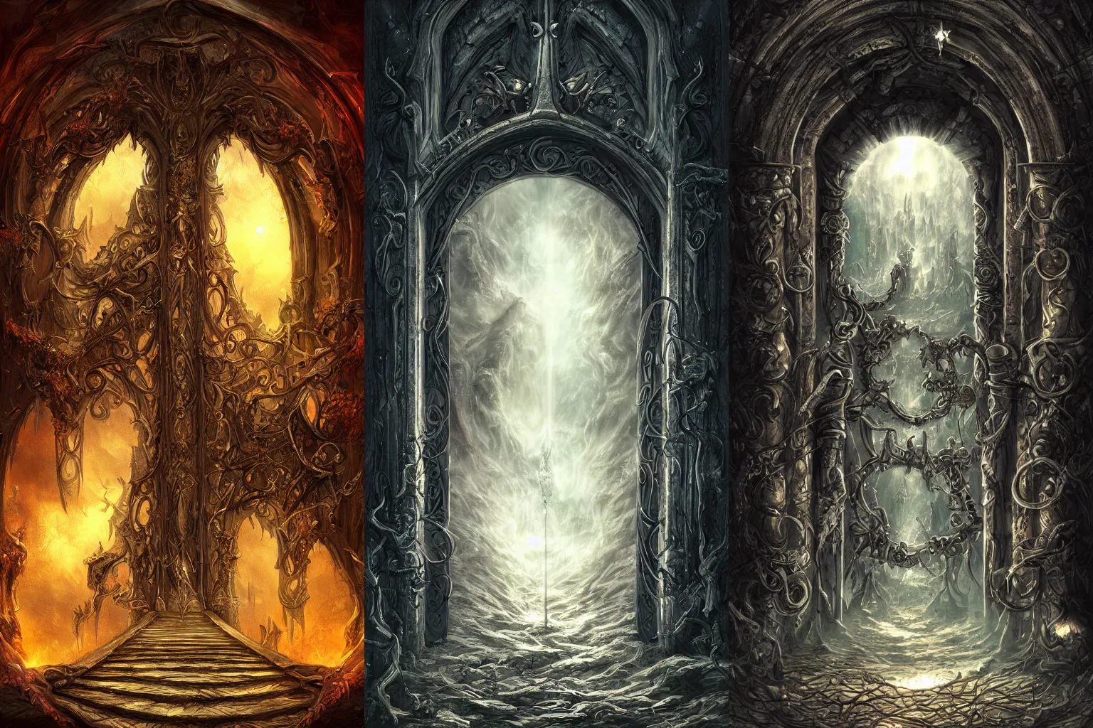 Prompt: the gate to the eternal kingdom of madness, fantasy, digital art, hd, detailed.