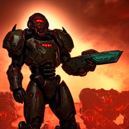 Image similar to doom slayer from doom eternal, photography