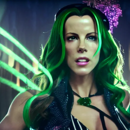 Prompt: cinematic scene with kate beckinsale as jolyne from jojo's bizarre adventure, live action film, stone ocean, dramatic, small details, volumetric lighting, still frame