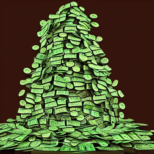 Image similar to A tree with money bills instead of leafs. hyperrealistic