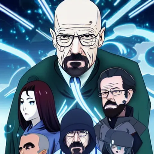 Image similar to walter white anime cover, 4 k, poster art, cinematic