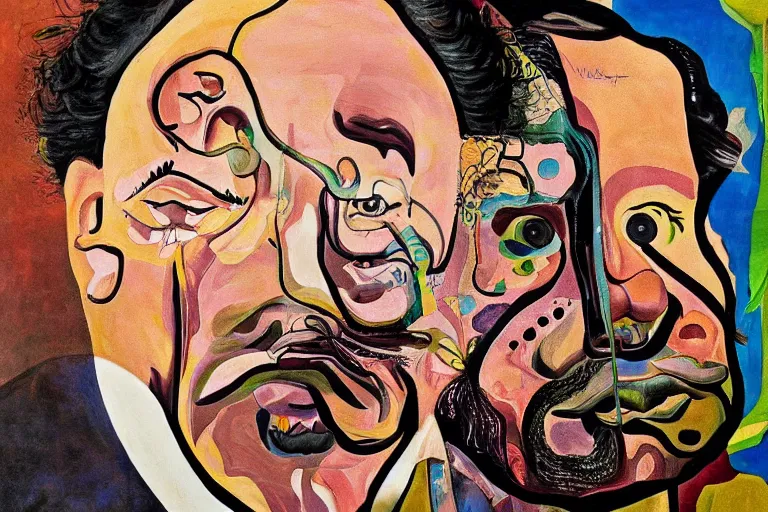 Image similar to portrait of a uncanny painter by Chor Boogie and Salvador Dali collaboration