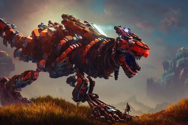 Image similar to clawstrider machine mecanical creature robot of horizon forbidden west horizon zero dawn bioluminiscence global illumination ray tracing hdr fanart arstation by ian pesty and alena aenami artworks in 4 k