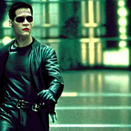 Image similar to film still of Elmo in The Matrix, full-shot, 4k