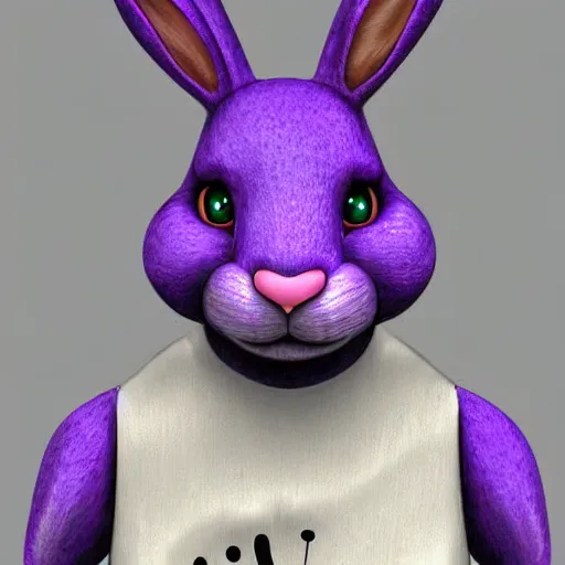 Image similar to portrait of a purple rabbit animatronic mascot,digital art,detailed,deviantart