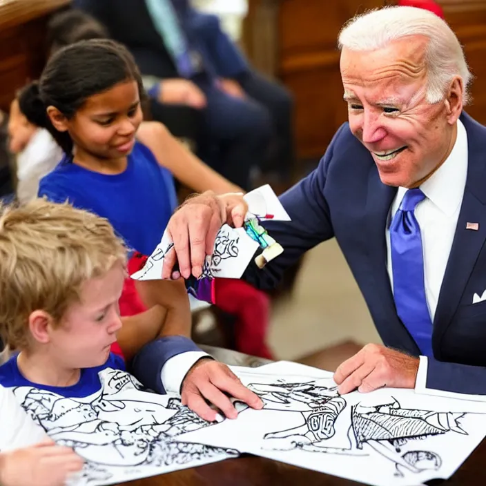 Image similar to joe biden having fun with a kids coloring book