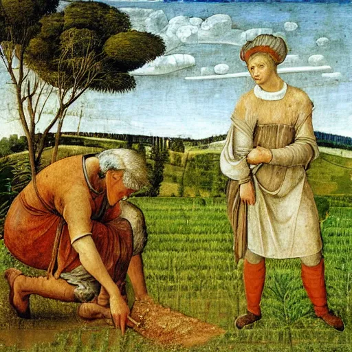 Image similar to Farmer tilling his field by Fra Filippo Lippi,