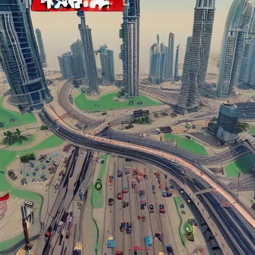 Image similar to gta : dubai by dr. seuss