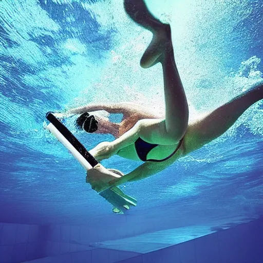 Prompt: hyperealistic of a perfect dive, swimming