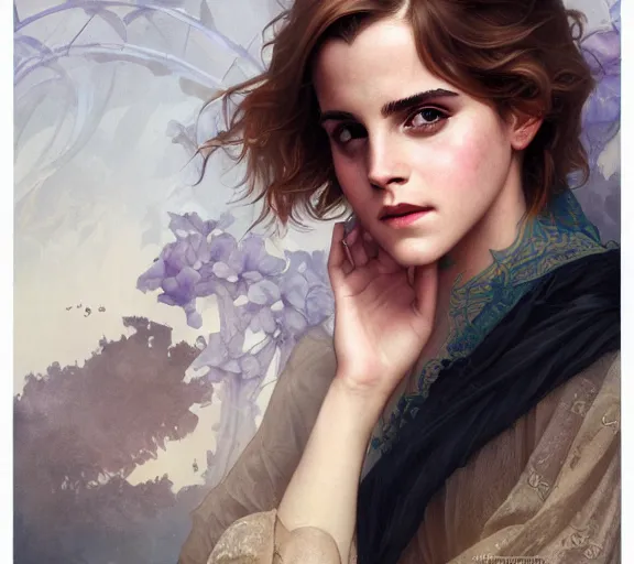 Prompt: photography of sensual emma watson, deep focus, intricate, elegant, highly detailed, digital painting, artstation, concept art, matte, sharp focus, illustration, art by artgerm and greg rutkowski and alphonse mucha and gil elvgren