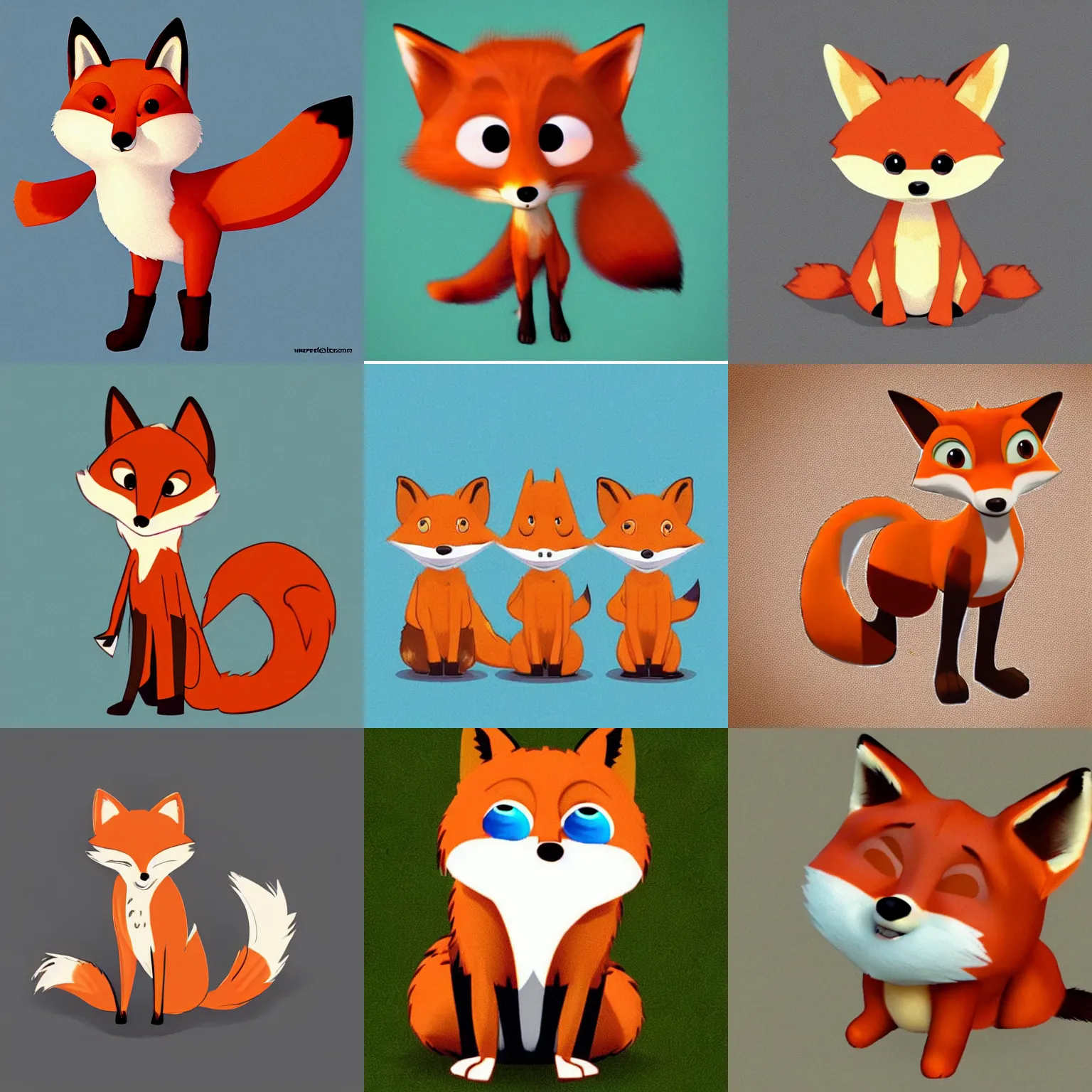 Prompt: cute fox character pixar style