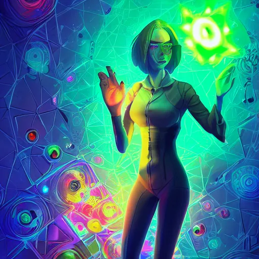 Image similar to skill magic geek inside matrix deepdream radiating a glowing aura stuff loot legends stylized digital illustration video game icon artstation lois van baarle, ilya kuvshinov, rossdraws,