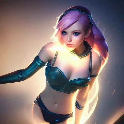 Prompt: realistic still of league of legends lux amazing details 8 k beautiful ultra realistic sharp focus cinematic lightning in the style of artgerm