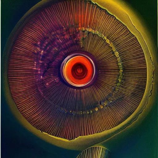 Prompt: beautiful painting of a hyperglitch diode diatom in the style of Francis Bacon, Karol Bak, Daturahex and Jesse Kanda. Dark background, detailed, trending on Artstation