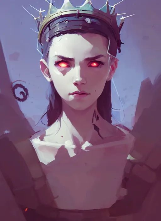 Prompt: portrait of cute maiden girl with crown of thorns and white short hairs, warhammer, cyberpunk, by atey ghailan, by greg rutkowski, by greg tocchini, by james gilleard, by joe gb fenton, by kaethe butcher, dynamic lighting, gradient light blue, brown, blonde cream and white color in scheme, grunge aesthetic