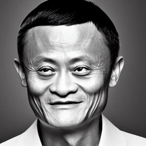 Prompt: jack ma tiny face photo portrait