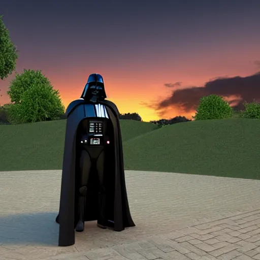 Prompt: darth vadar with a green lightsaber standing in front of the whitehosue, photorealistic, dusk