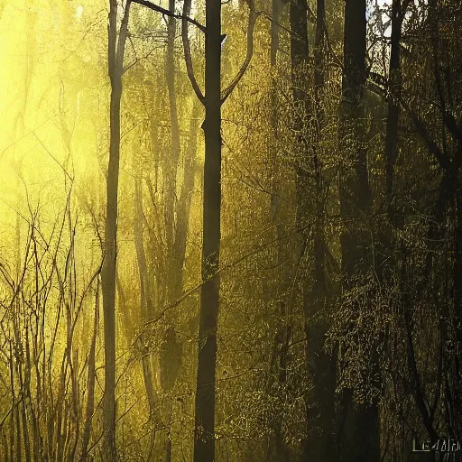 Prompt: forest in the morning light by Lila Alavardao