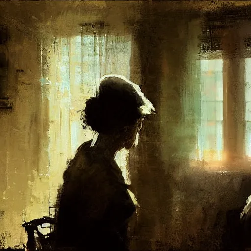 Image similar to contre - jour portrait of an old couple digital art by jeremy mann