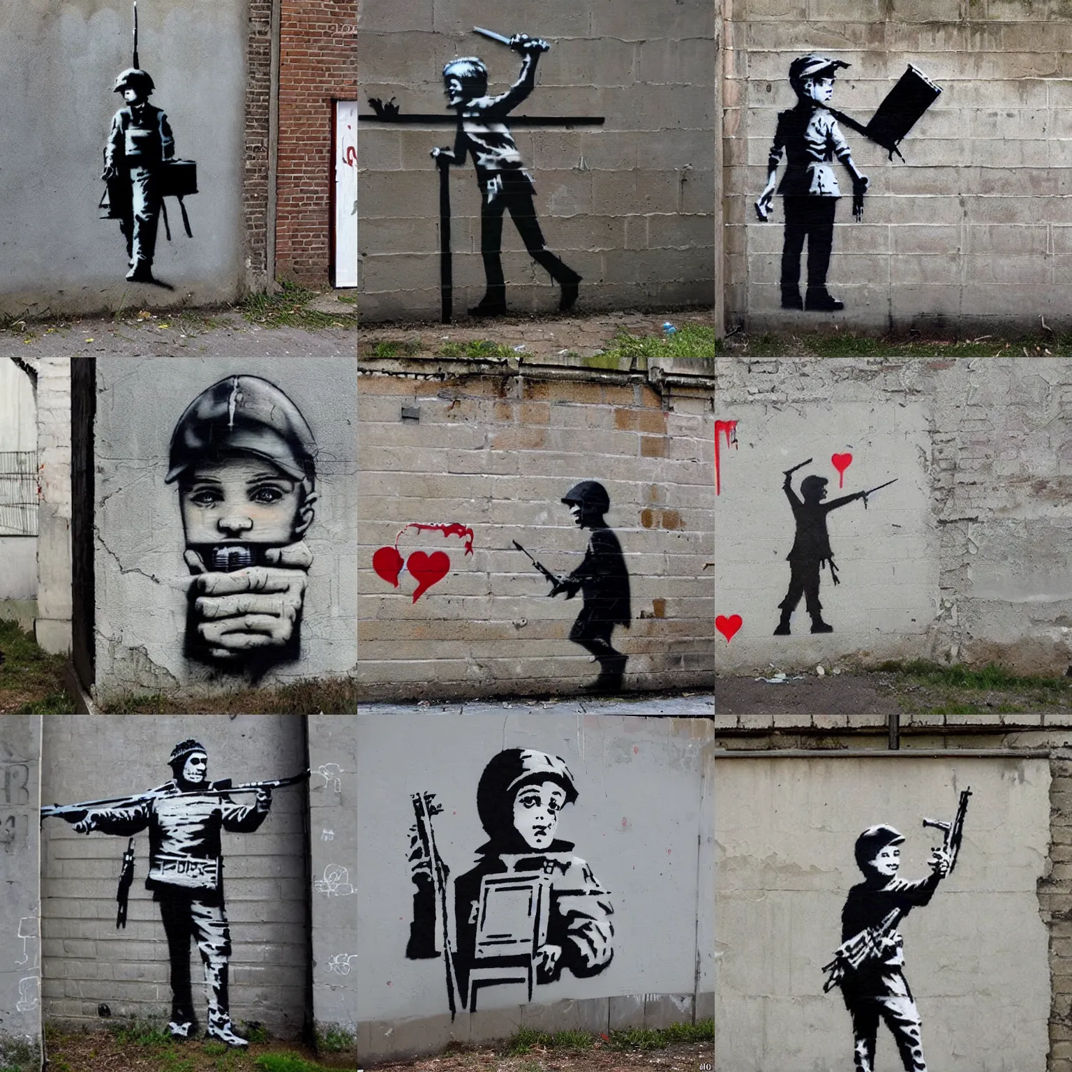 Prompt: Street art by Banksy of the Ukrainian War
