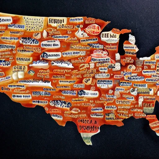 Prompt: a photo of the map of the USA made from sushi, recipe, map, accurate, 8k, high detail,