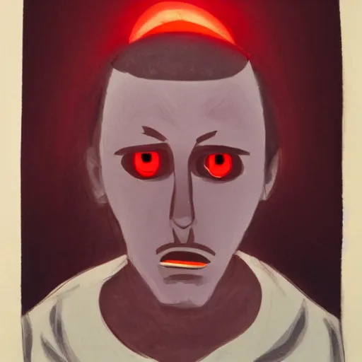 Image similar to a man with red glowing eyes