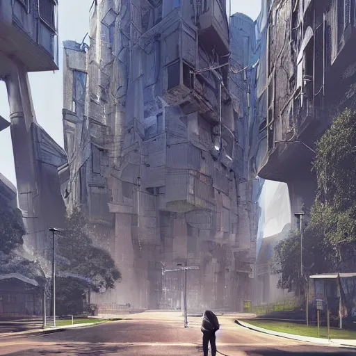 Image similar to thata giant artificial intelligence system designed to collect images of people around the world and enhance their creative processes by mining, selling, selling, and, bya beautiful 3 d matte painting about a futuristic, futuristic street, by gros