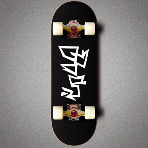 Prompt: “skateboard logo design, minimaistic, modern, on back of skateboard”