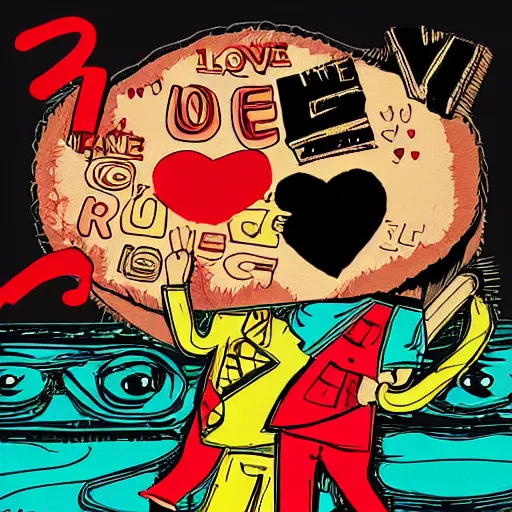 Image similar to love and hate, digital art, 1 9 8 0 s