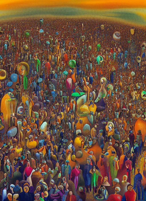 Image similar to a digital painting of a crowd of people, oil painting by salvador dali, surrealistic, detailed