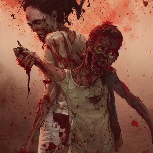 Image similar to clementine from the waking dead the last season been eaten by a couple of zombie by greg rutkowski