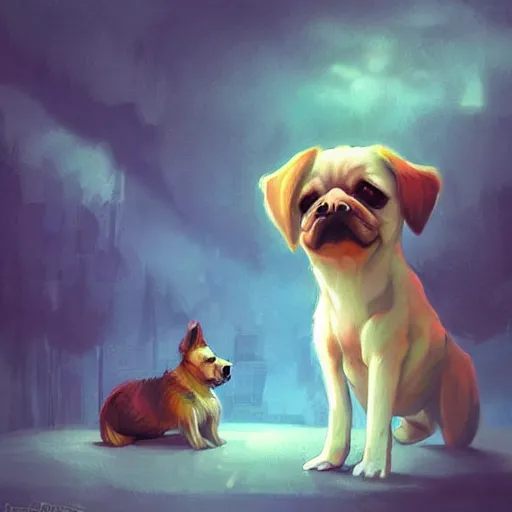 Prompt: !dream A dog who was abandoned but is happy+happy+gloomy+concept art+artstation+by rossdraws+ depicted as a beautiful Instagram profile picture