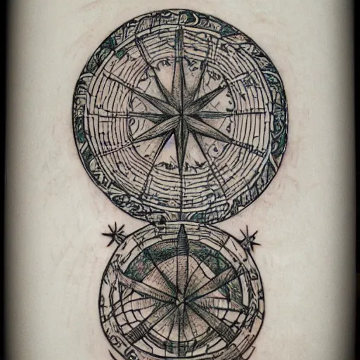 Image similar to Voynich manuscript complete tattoo drawing. detailed. edge to edge