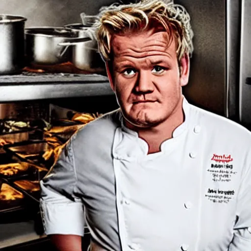 Image similar to obese gordon ramsey in hell's kitchen