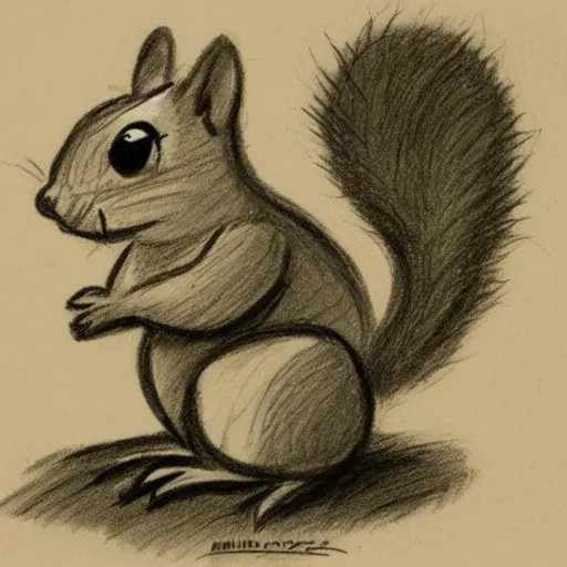 Image similar to milt kahl sketch of a squirrel