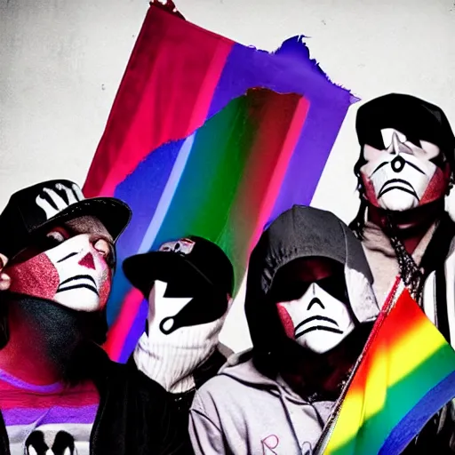 Prompt: hollywood undead but theyre based on pride flags