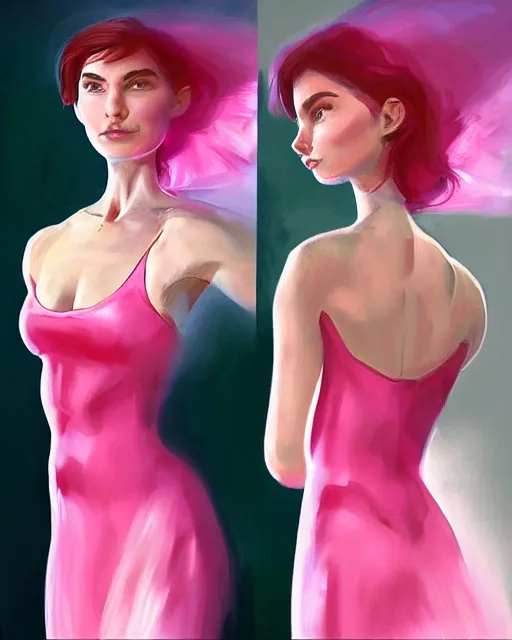 Prompt: tom cruise wearing a pink ballerina dress, dramatic lighting, digital art, artgerm, artstation