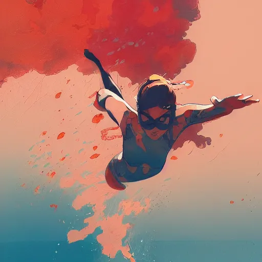 Image similar to a ultradetailed beautiful panting of a woman diving away from the viewer, by conrad roset, greg rutkowski and makoto shinkai, trending on artstation