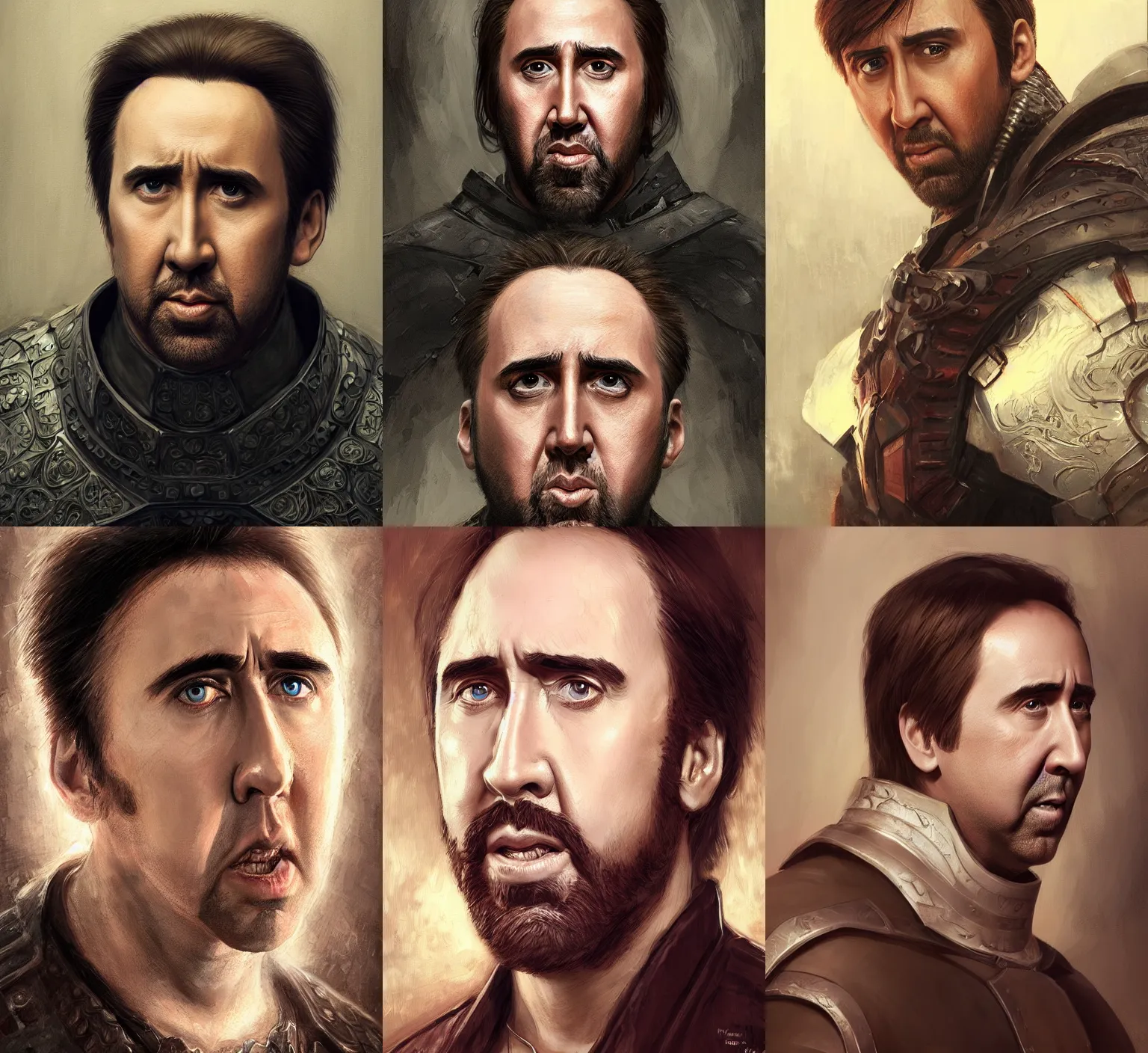 Prompt: portrait nicolas cage, bowl haircut, medieval, marvel comics, intricate, highly detailed, artstation, aleksi briclot, mandy jurgens, rutkowski