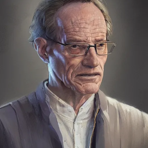 Image similar to portrait of a man by greg rutkowski, chancellor or the galactic alliance, he looks like brian cranston, star wars expanded universe, he is about 6 0 years old, wearing chancellor clothes of the galactic alliance, highly detailed portrait, digital painting, artstation, concept art, smooth, sharp foccus ilustration, artstation hq