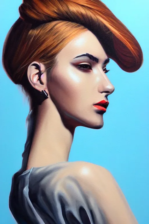 Image similar to a ultradetailed painting of a stylish woman, her head is a bomb, trending on artstation