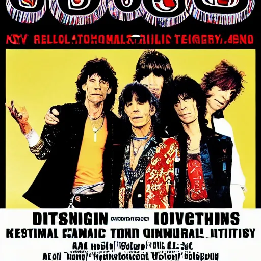 Prompt: HD digital concert poster of the rolling stones at Woodstock, ultra realistic, powerful, iconic, love peace and unity, hippy, flower power