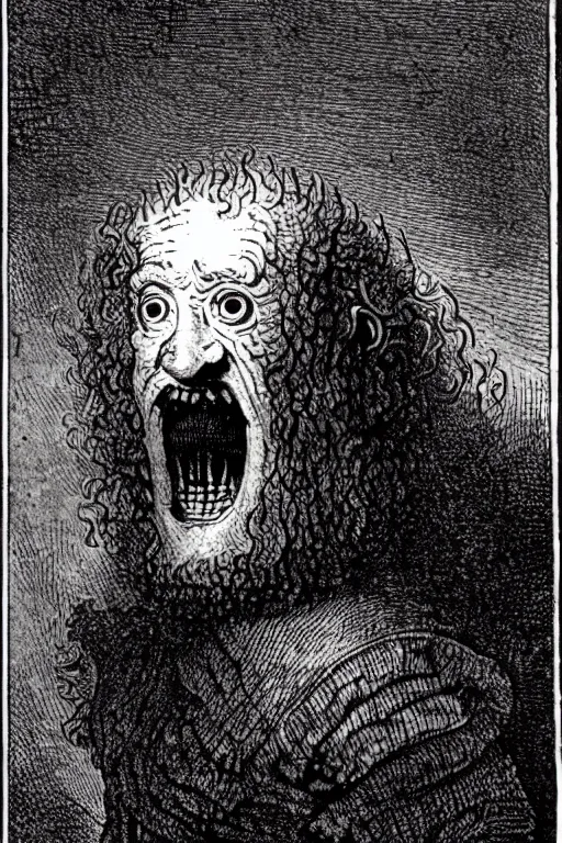 Prompt: horrid, abominable, disgusting, vile, revolting, fanged creature, rembrandt