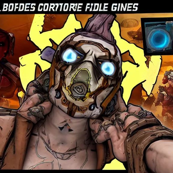 Image similar to A grotesque Discord mod as the final boss of Borderlands, videogame screenshot