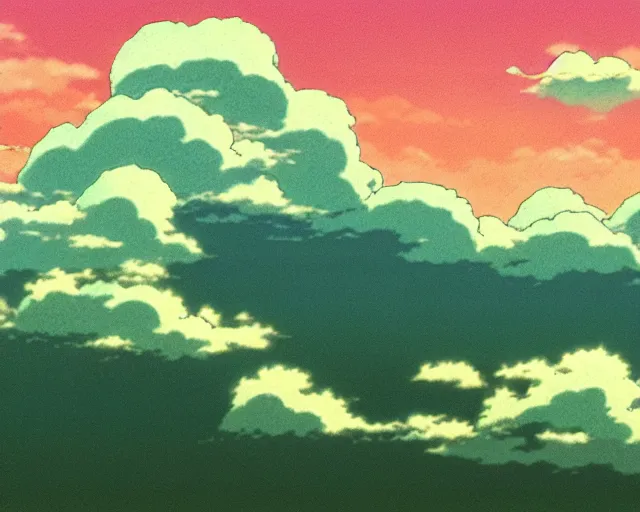 Image similar to anime sky in the style of makato shinkai, studio ghibli, moebius, clouds