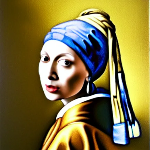 Prompt: monica gellar as the girl with the pearl earring, oil painting